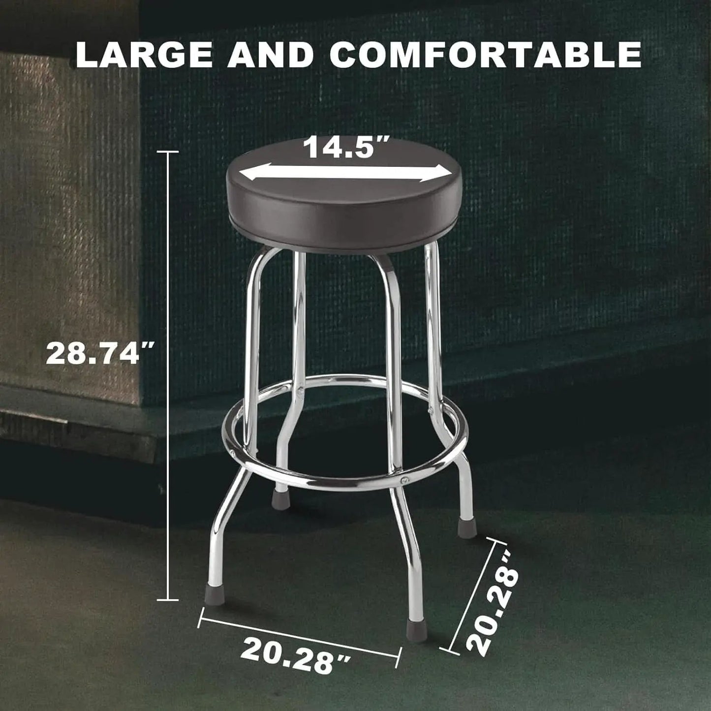 Swivel Bar Stool Padded Black For Garage And Home Use from PriceLows™