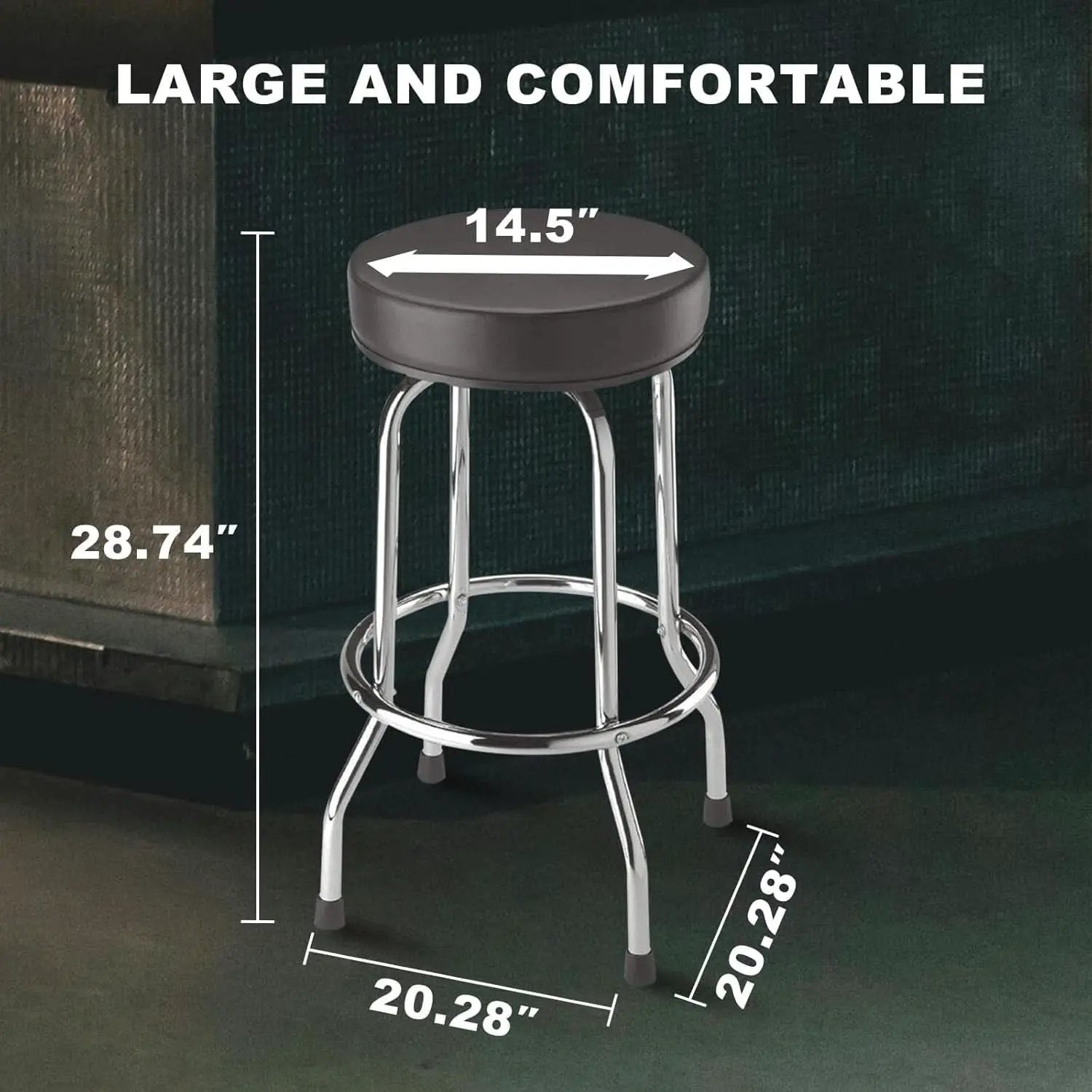 Swivel Bar Stool Padded Black For Garage And Home Use from PriceLows™