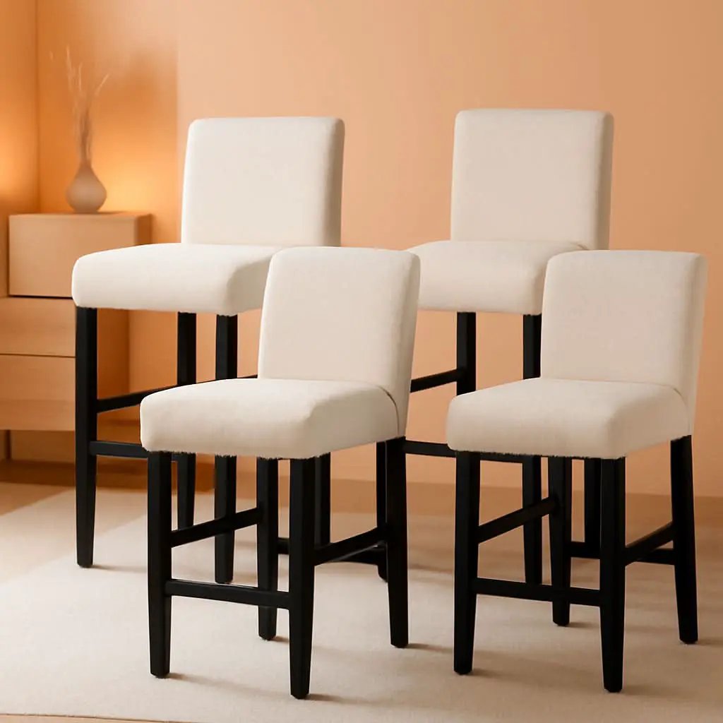 Water Repellent Bar Stool Covers Set Of 4 Beige Ripple Jacquard from PriceLows™