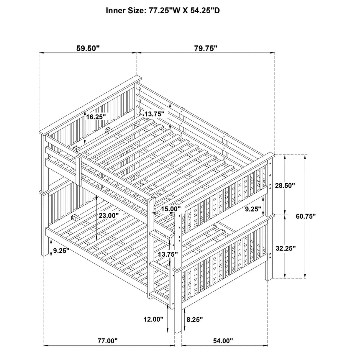 Chapman Wood Full Over Full Bunk Bed | 79.75 x 59.5 x 60.75 in | Wood | Black