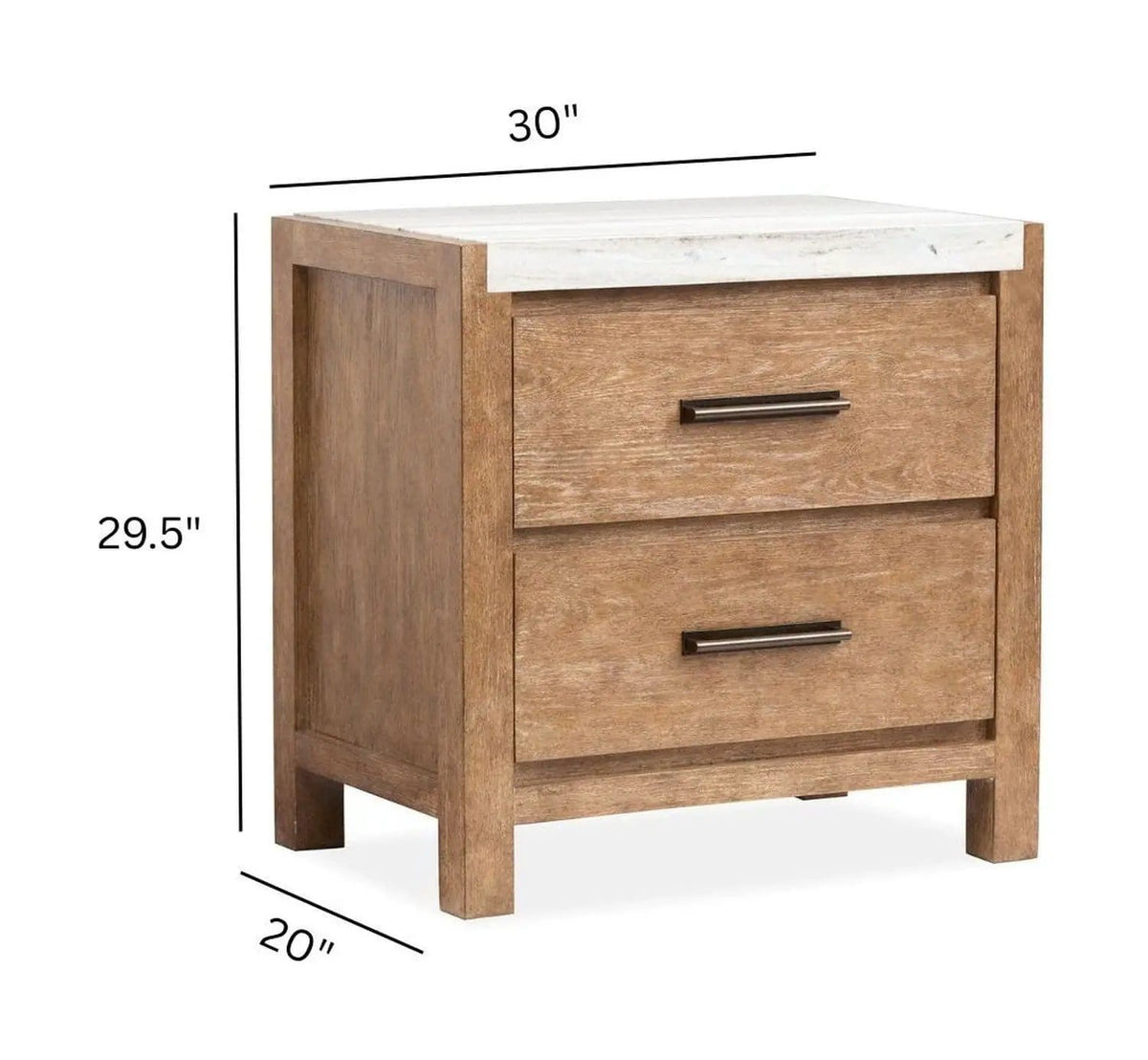 Plum Creek Drawer Nightstand | 2 Pieces | Oak Veneer & Fabric | Bedroom