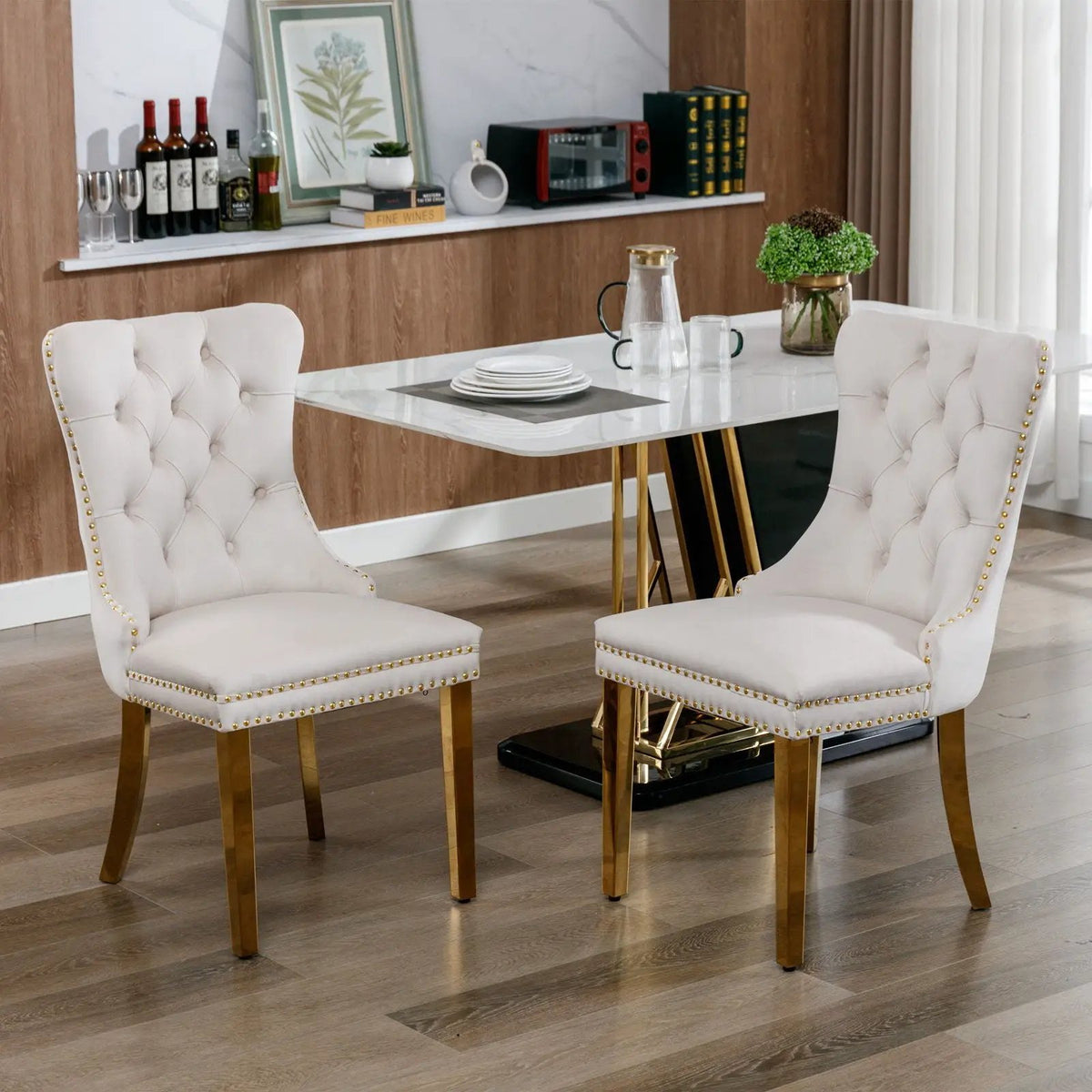 Dining Chair | Tufted Upholstery | Solid Wood Frame | Set Of 2
