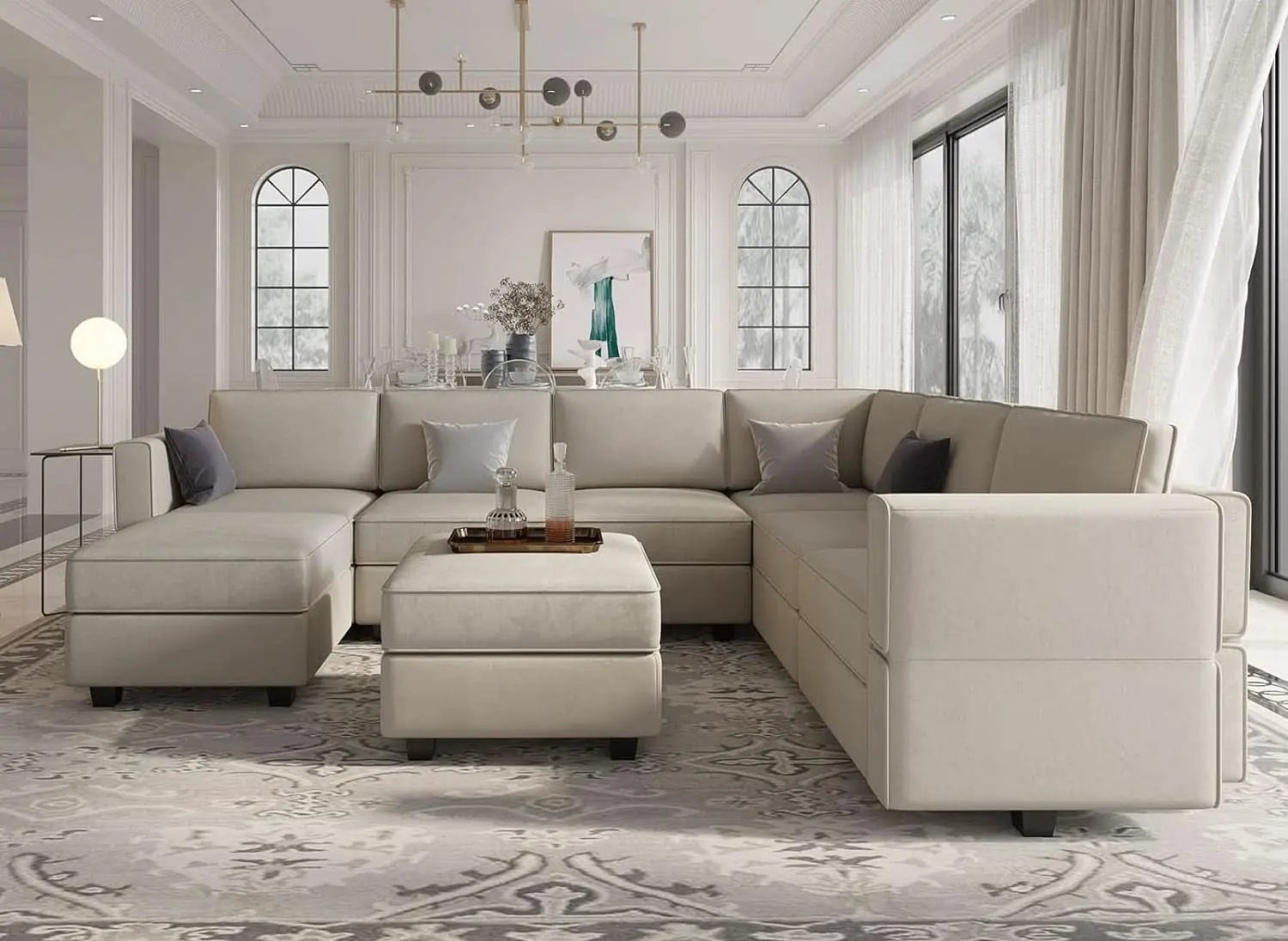 Oversized U Shaped Sectional Sofa With Hidden Storage from PriceLows™