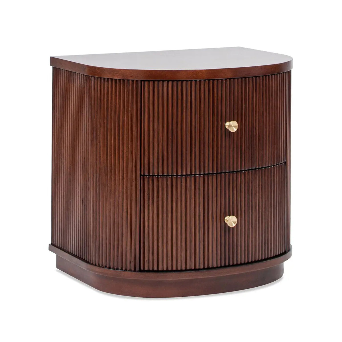 Valentine 2 Drawer Side Table | American Beech Wood | Half-Moon Shape | Fluted Carved Details