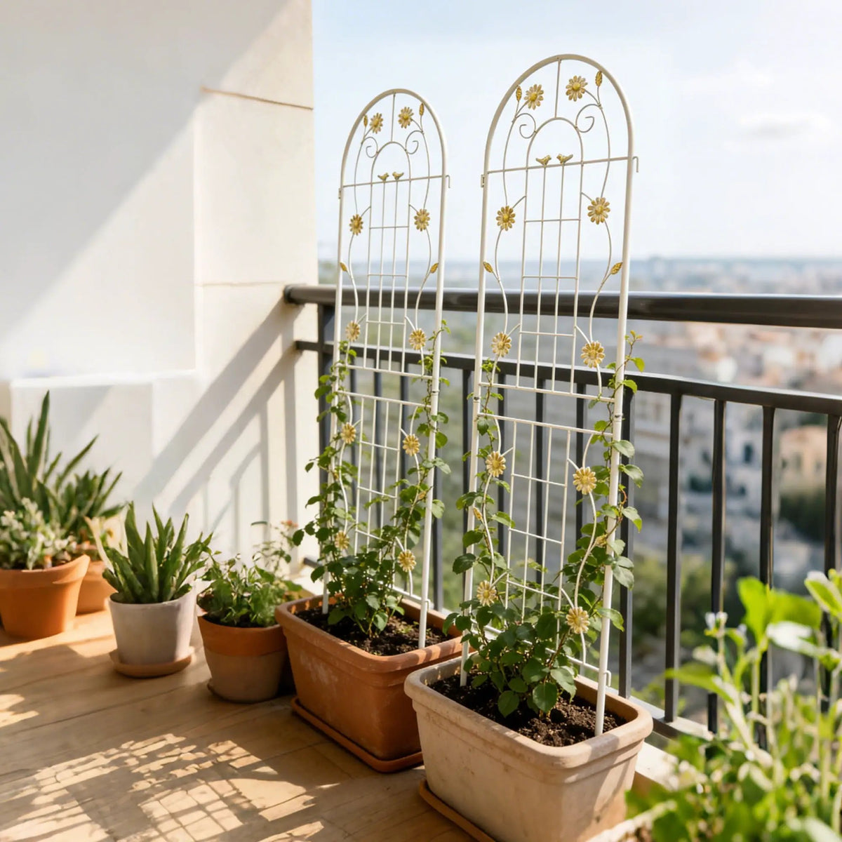 Metal Garden Trellis | Galvanized Steel | Powder Coated | 4 Piece Set