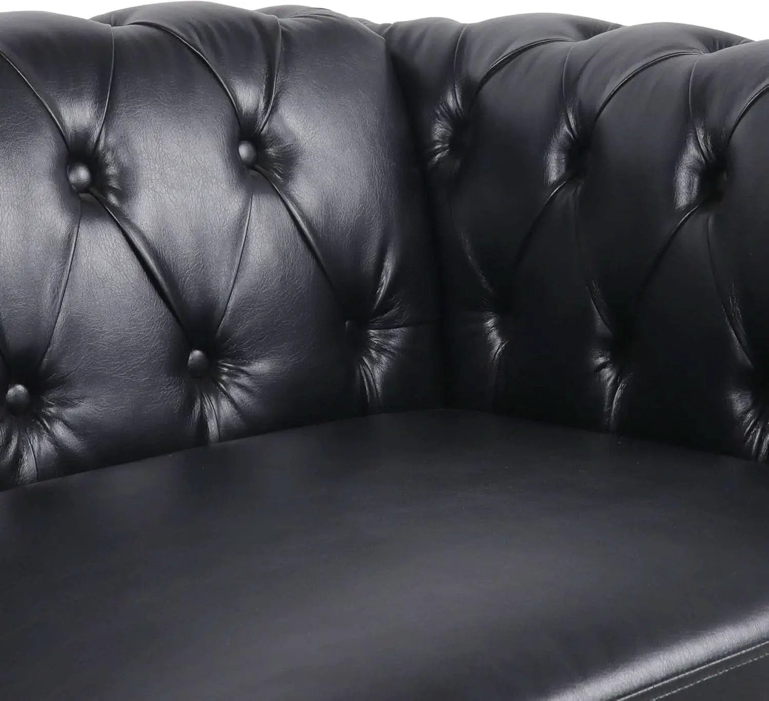 Modern Black Faux Leather Tufted Sofa and Chair Set from PriceLows™