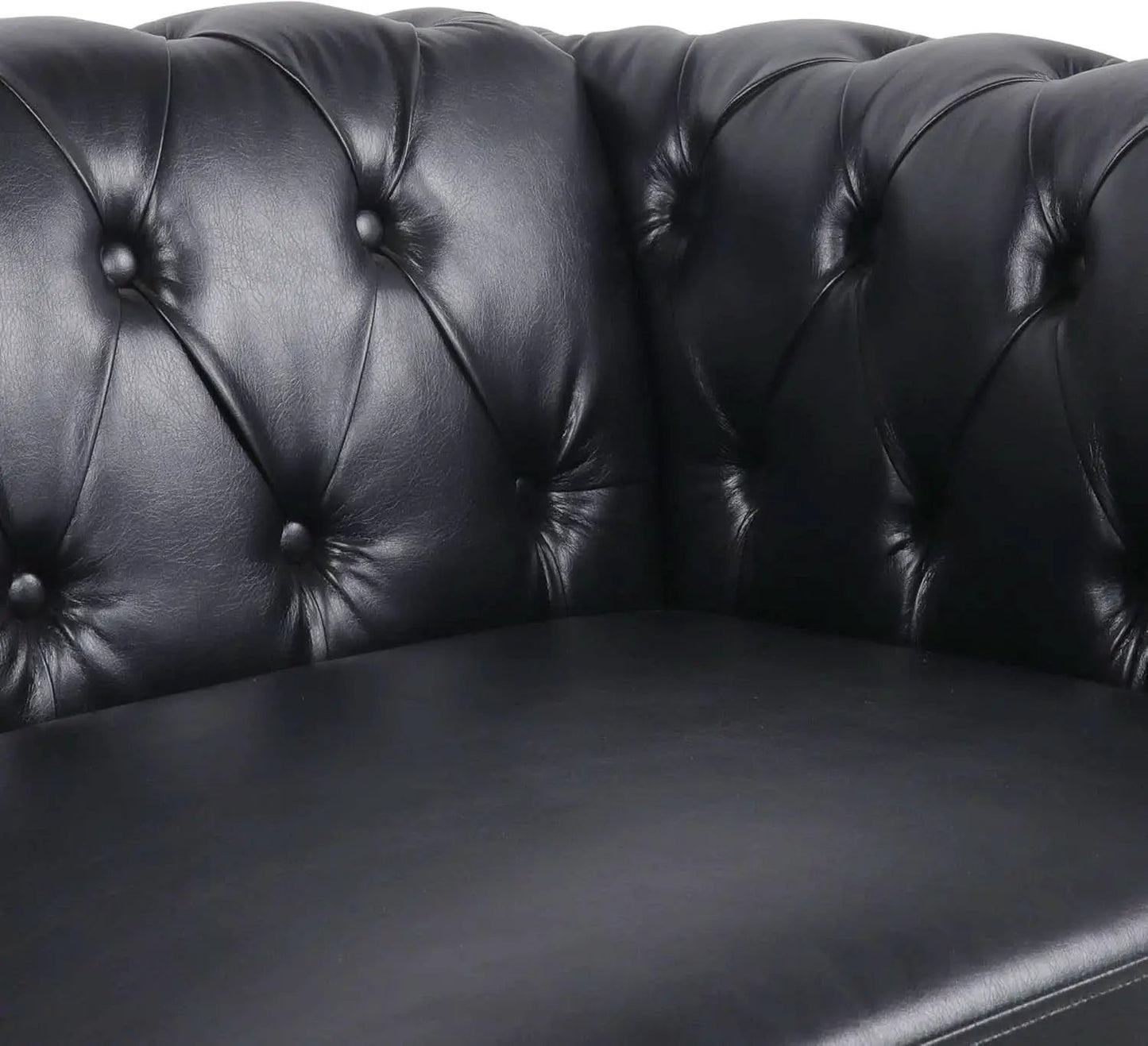 Black Faux Leather Chesterfield Sofa Set 3 Seater Loveseat from PriceLows™