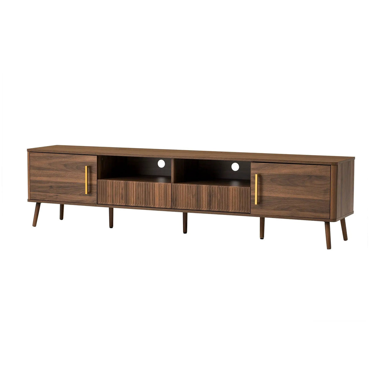 TV Stand | Soft Close Doors | 85 Inch Capacity | Walnut