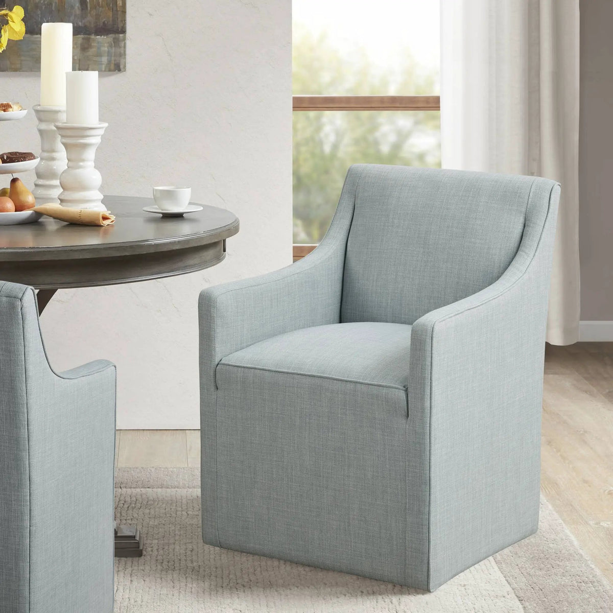 Traditional Dining Armchair | Upholstered | Fully Assembled | Gray