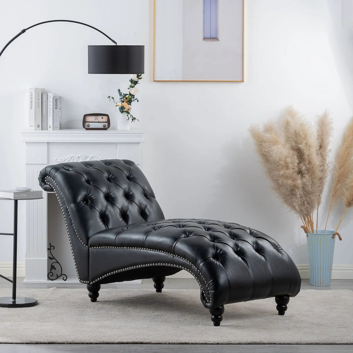 Tufted Armless Chaise Lounge | High Density Foam | Bubble Nail Trim