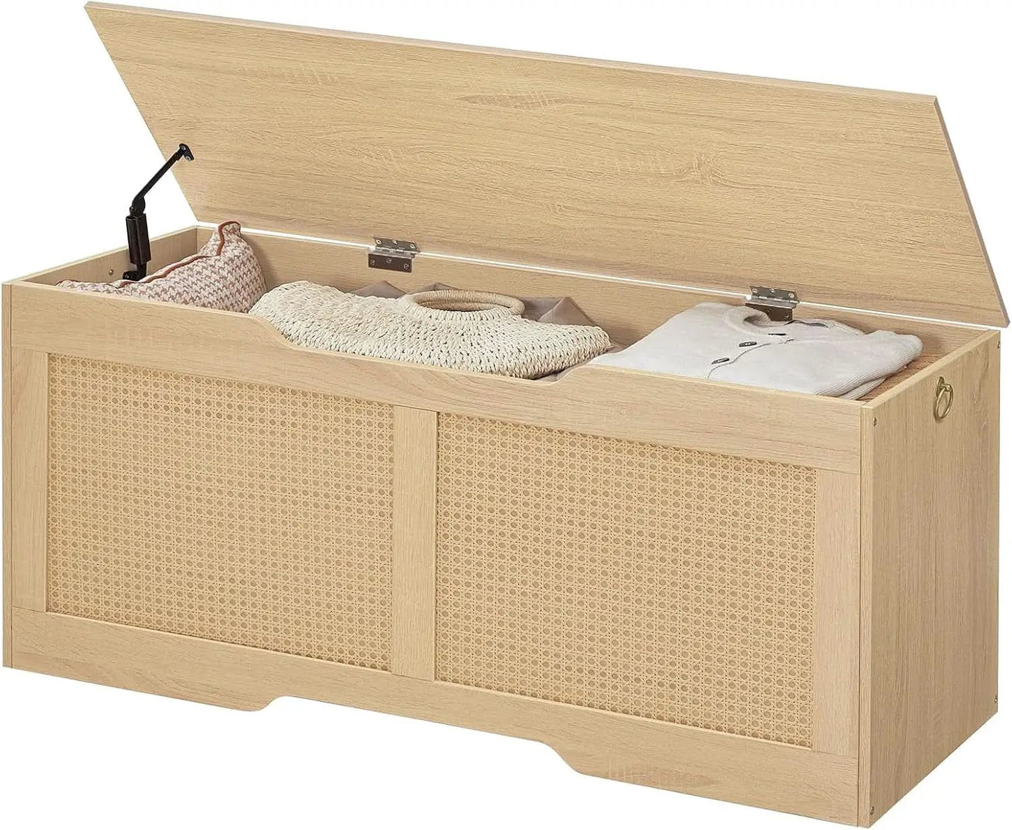 FortyThreeInch RattanLike StorageChest Bench With Safety Hinge from PriceLows™