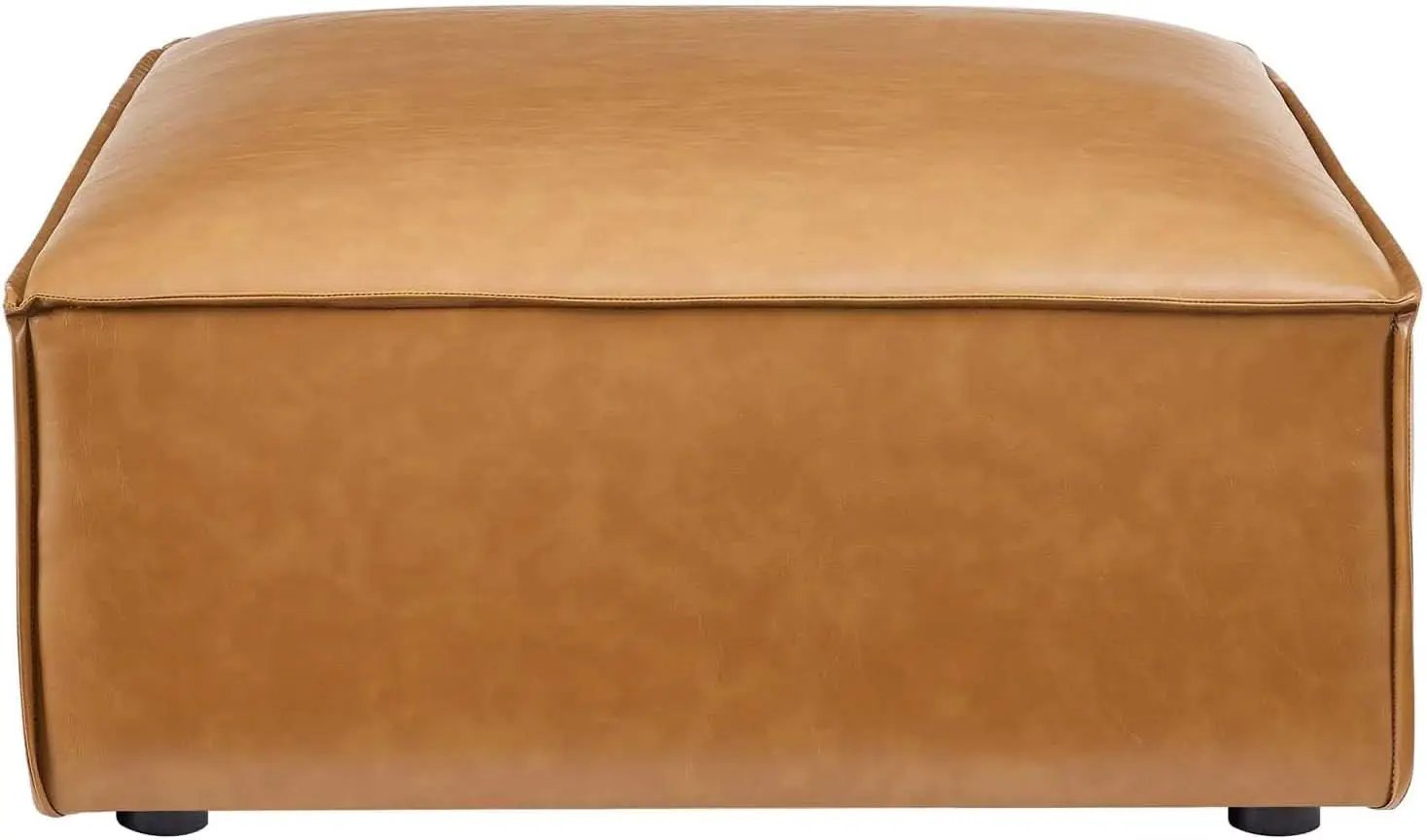 Tan Vegan Leather Contemporary Sectional Sofa Ottoman from PriceLows™