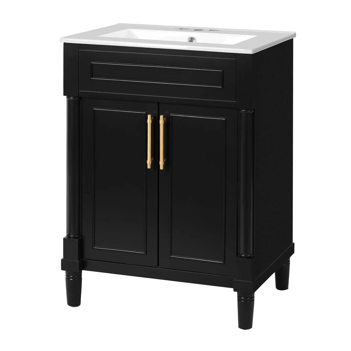24 Inch Bathroom Vanity | Integrated Sink | 2 Door Cabinet | Small To Medium Bathrooms