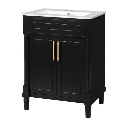 24 Inch Bathroom Vanity | Integrated Sink | 2 Door Cabinet | Small To Medium Bathrooms