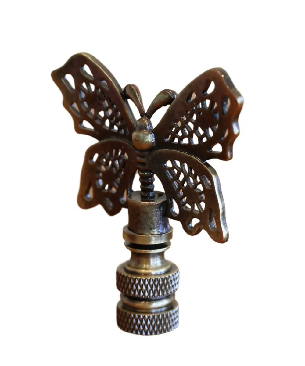 Lamp Finial | Butterfly Design | Antique Brass | 2.3 Inch Height