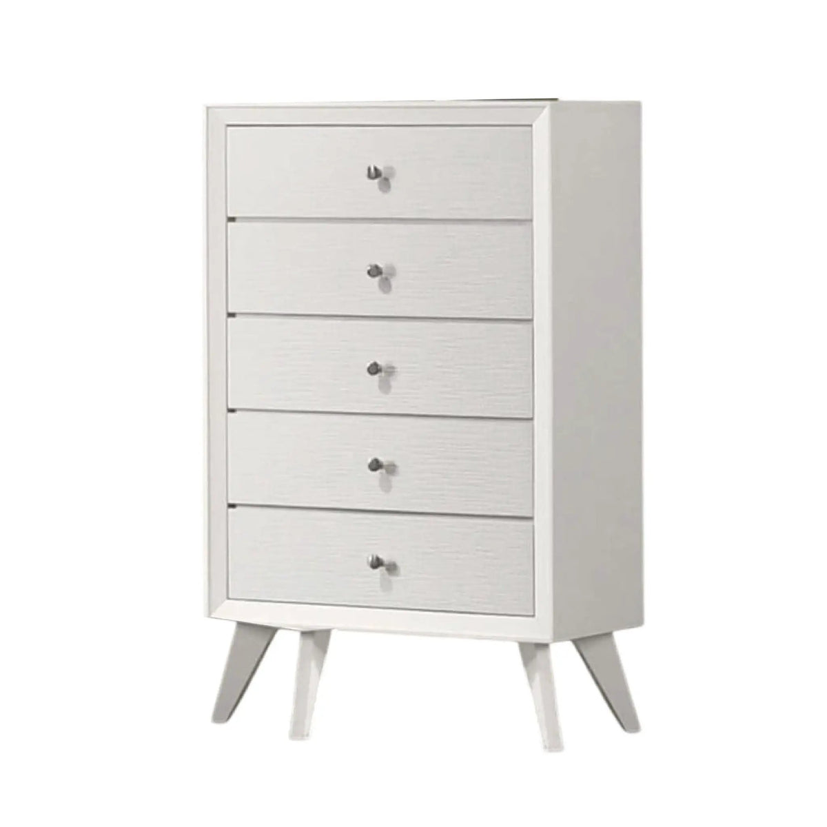 Accent Chest | White Finish | Angled Legs | Wave Texture And Round Knobs