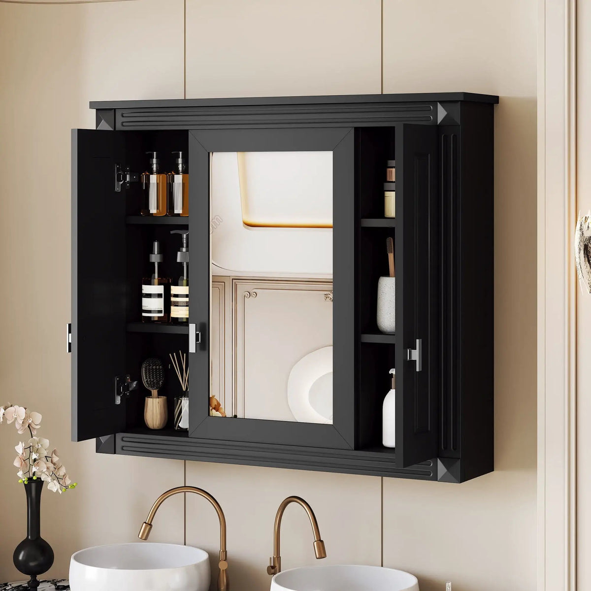 Wall Mounted Bathroom Cabinet | Mirror | 5 Shelves | Rectangular Design
