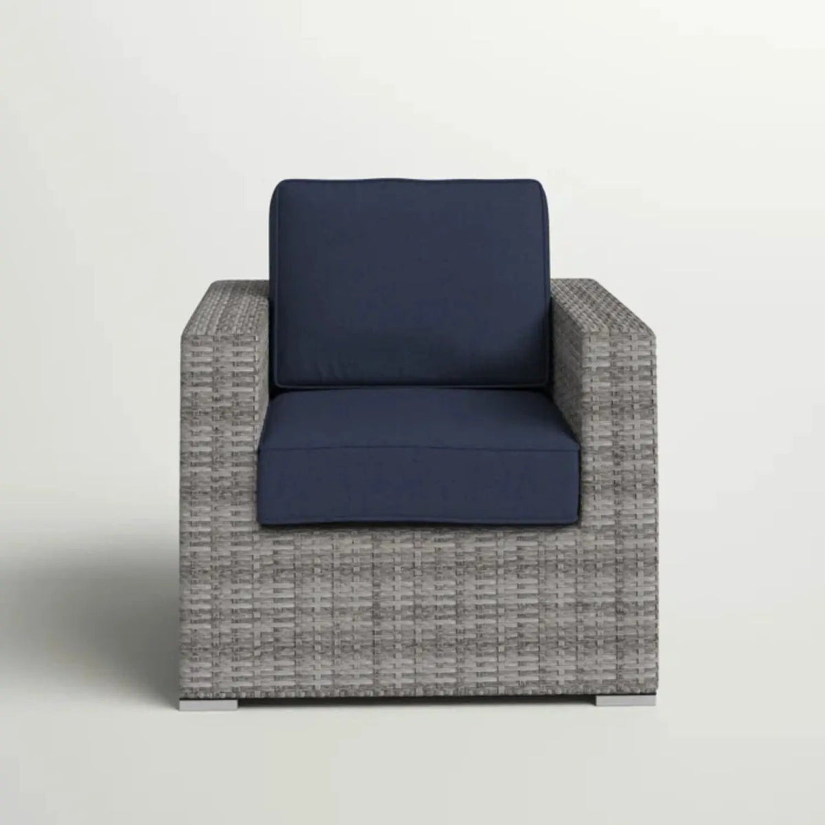Patio Armchair With Cushions | Four Olefin Cushions | Industrial Accents | Weather-Resistant Build