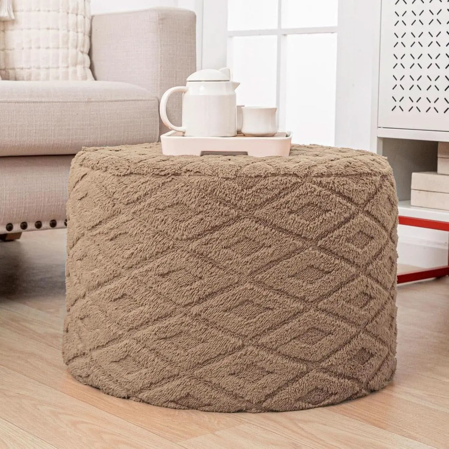 20x14 Inches Light Coffee Ultra Soft Foot Rest Ottoman from PriceLows™