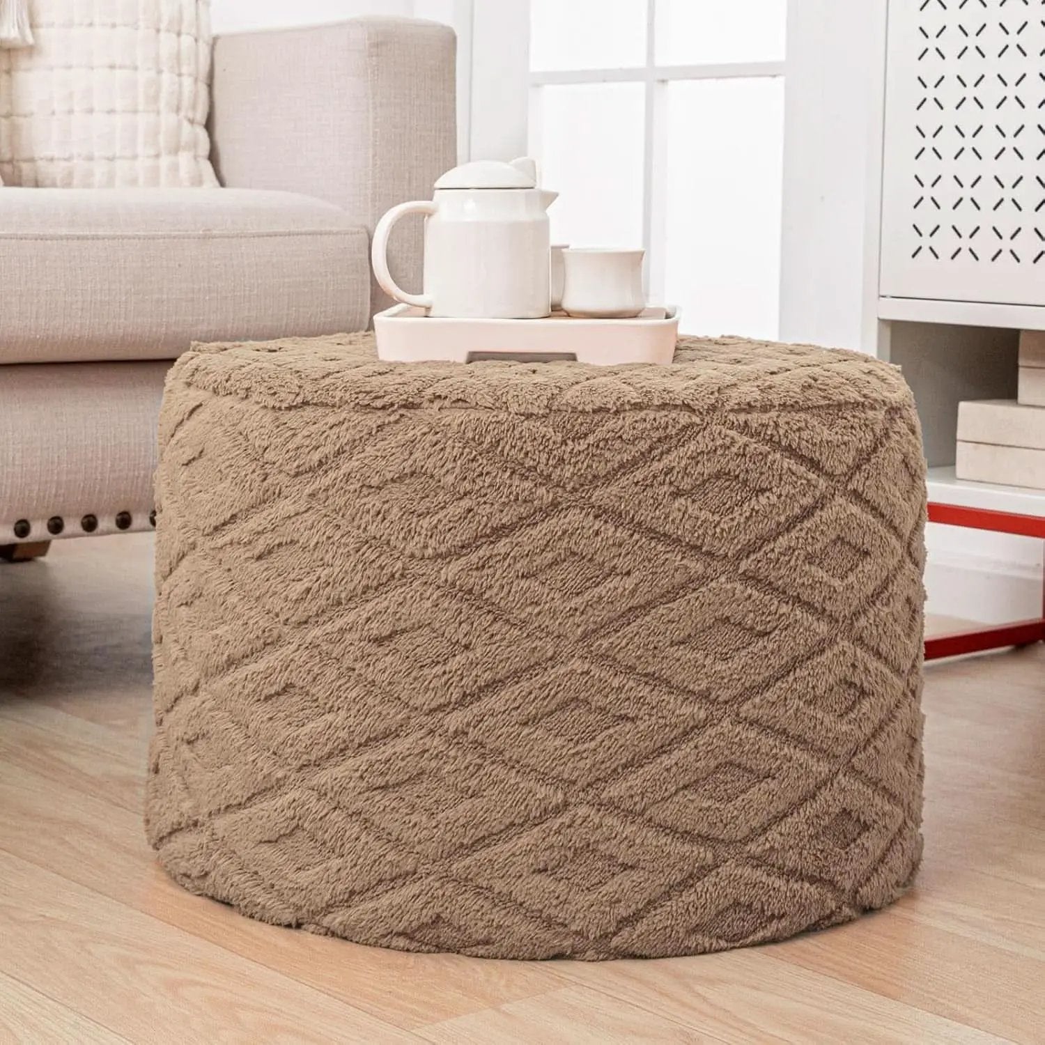 20x14 Inches Light Coffee Ultra Soft Foot Rest Ottoman from PriceLows™