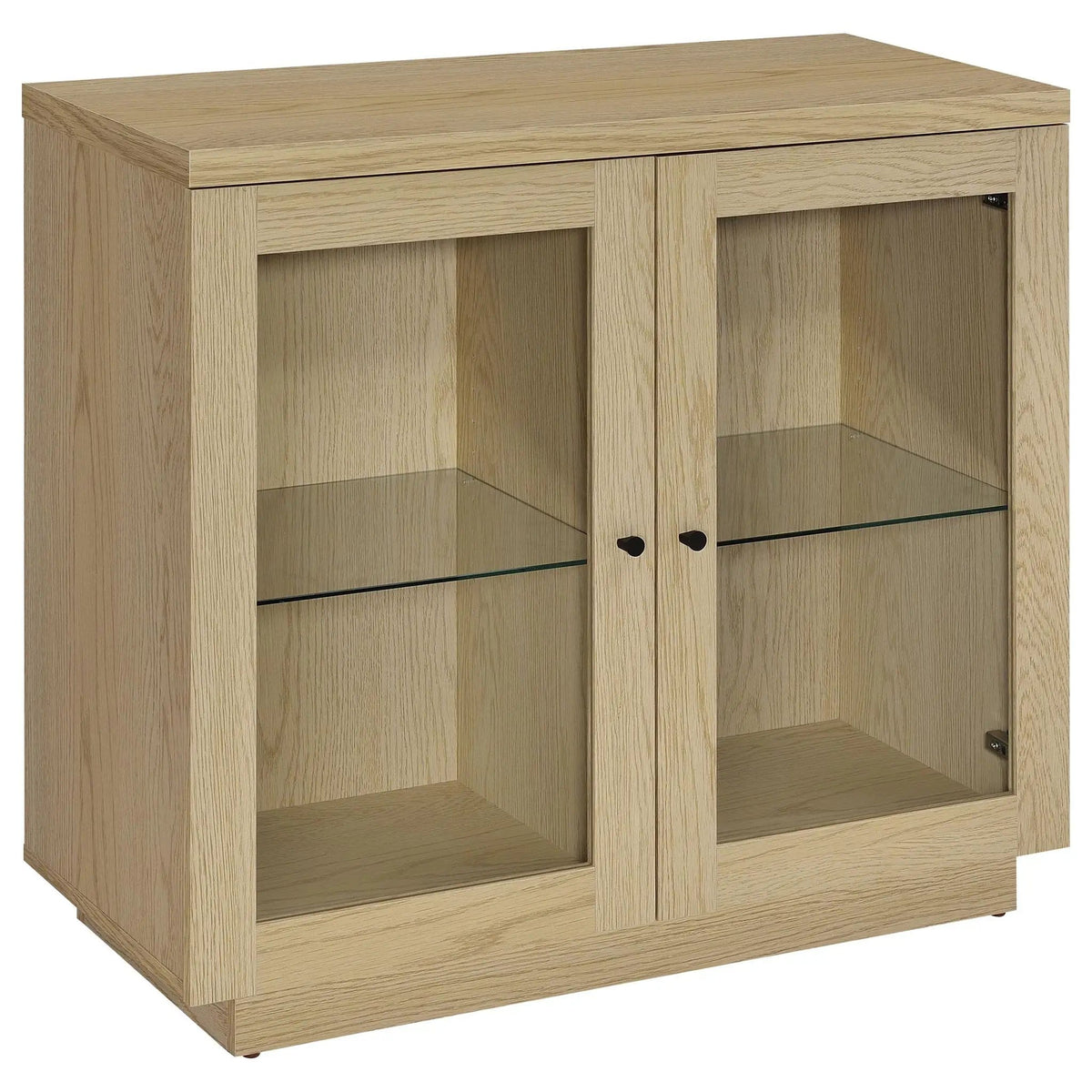 Tilbury 2-door Glass Front Accent Display Cabinet | 35.5 x 15.5 x 31.75 in | Tempered Glass & Wood | Light Oak