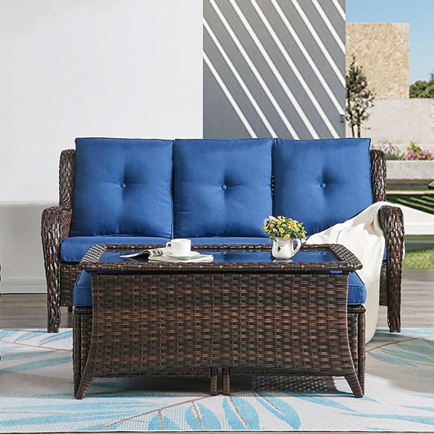 6 Piece Outdoor Patio Furniture Set With Swivel Chairs from PriceLows™