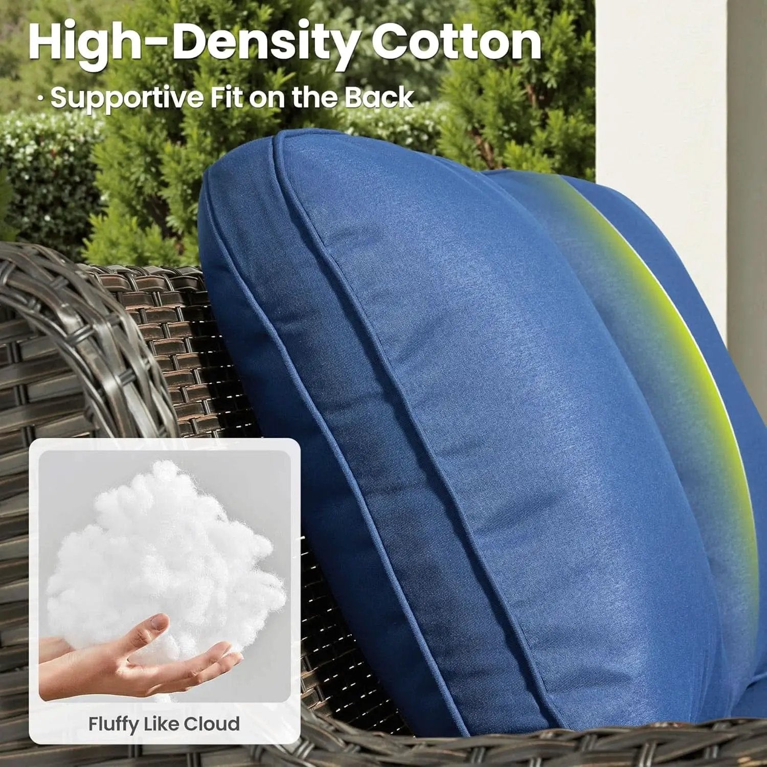 Five Piece Outdoor Wicker Patio Set With Cushions Navy Blue from PriceLows™