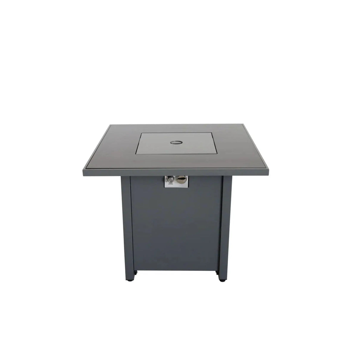 Gray Fire Pit Table | Hidden Propane Tank | Push Button Ignition | Year-Round Use