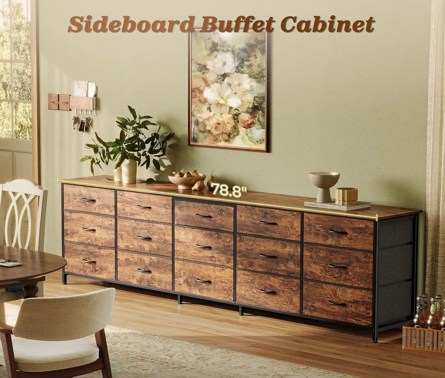 Ultralong 78Inch Dresser With Fifteen Storage Drawers from PriceLows™
