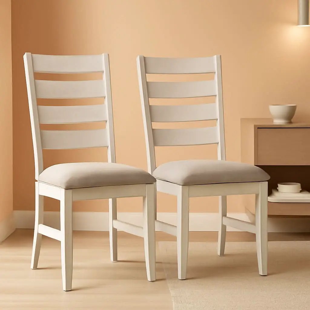 Dining Room Chair Set Of 2 Whitewash Finish Upholstered from PriceLows™