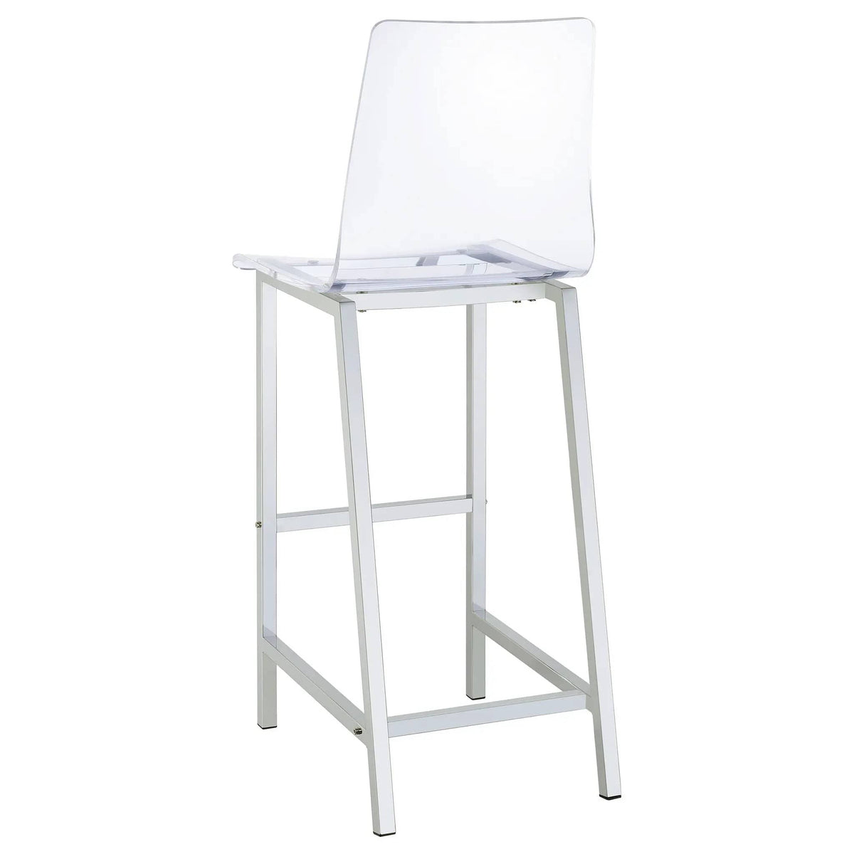 Juelia Clear Acrylic Bar Chair Chrome (Set of 2) Bar Height (28"-30") | 17 x 21 x 46 in | Acrylic | Home