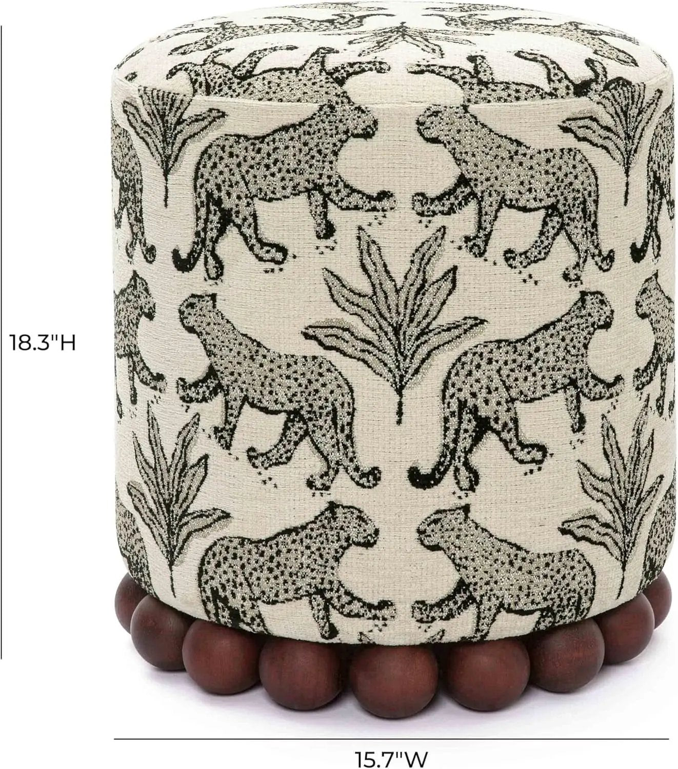 Dex Taupe Leopard Jacquard Ottoman Fully Assembled from PriceLows™