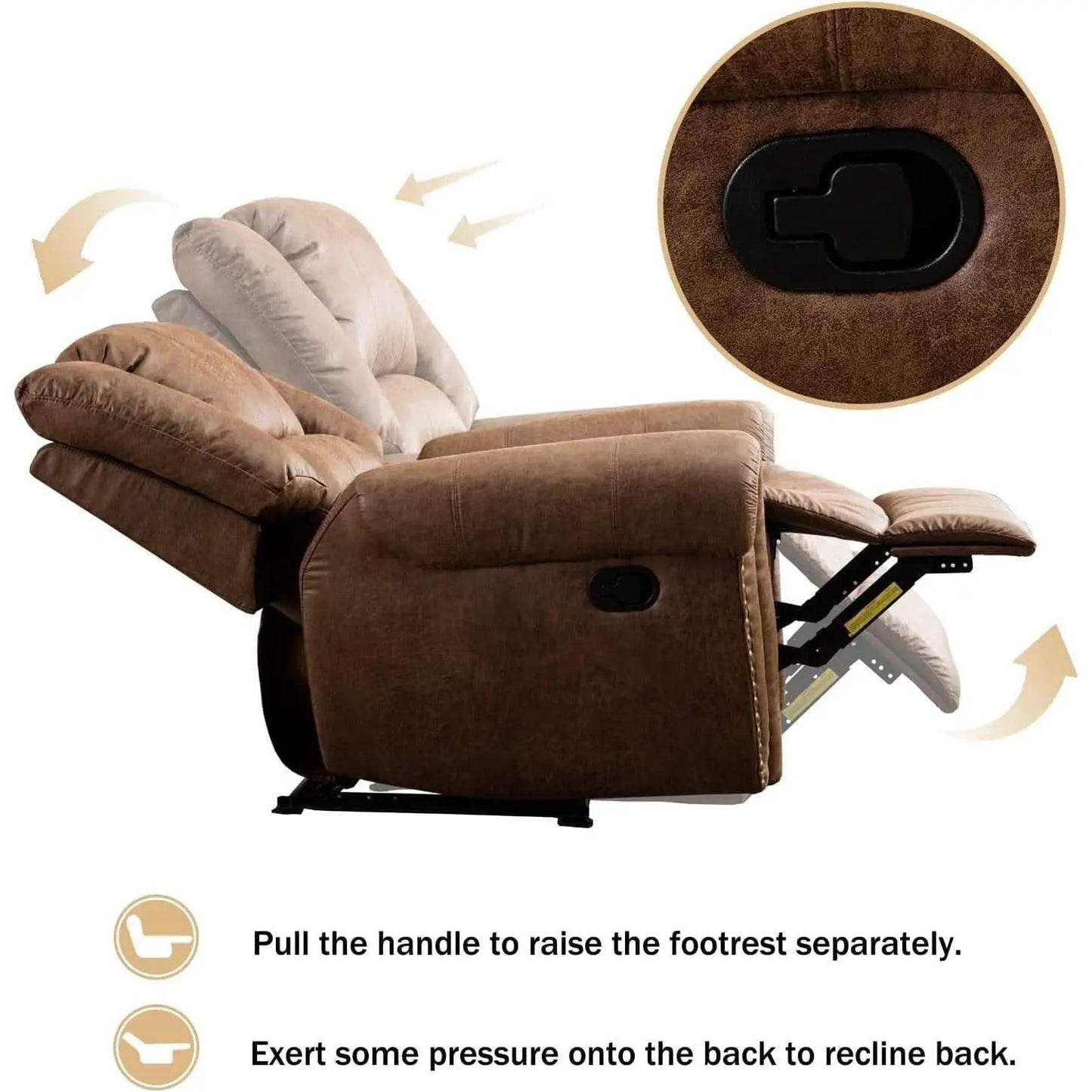 Classic Leather Arm Recliner Chair With Wooden Frame from PriceLows™