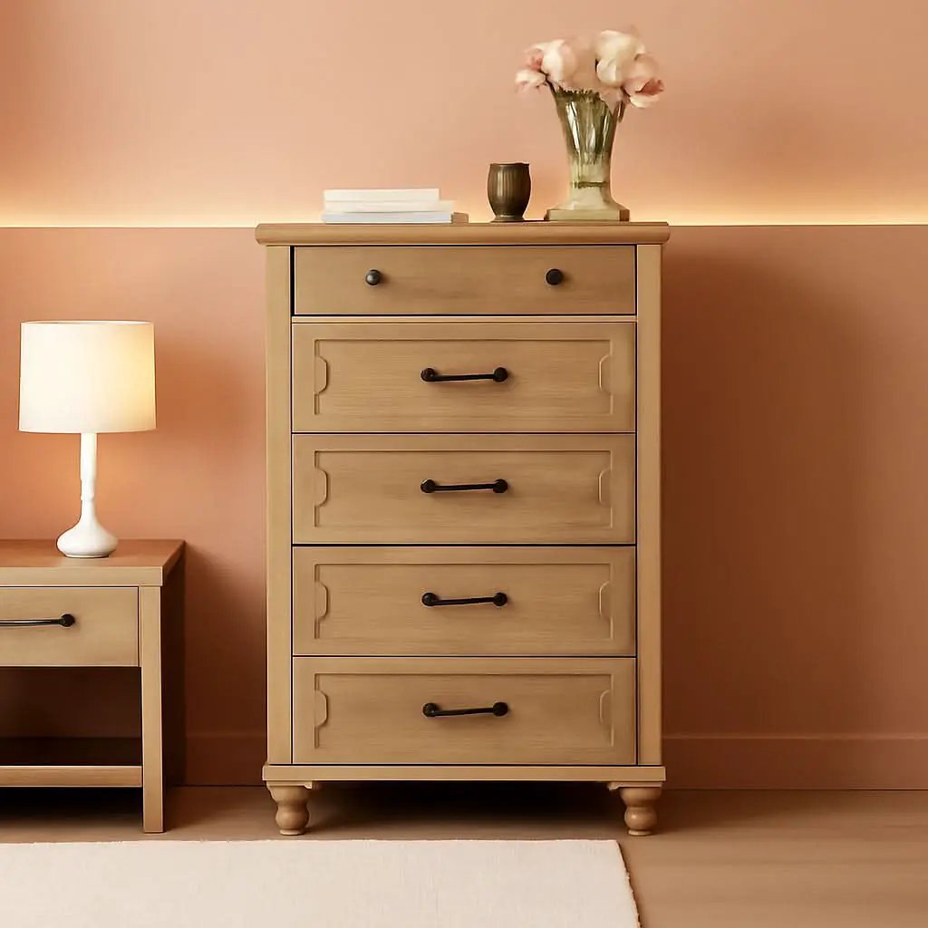 Oak Midcentury Dresser Five Drawers Storage Organizer from PriceLows™