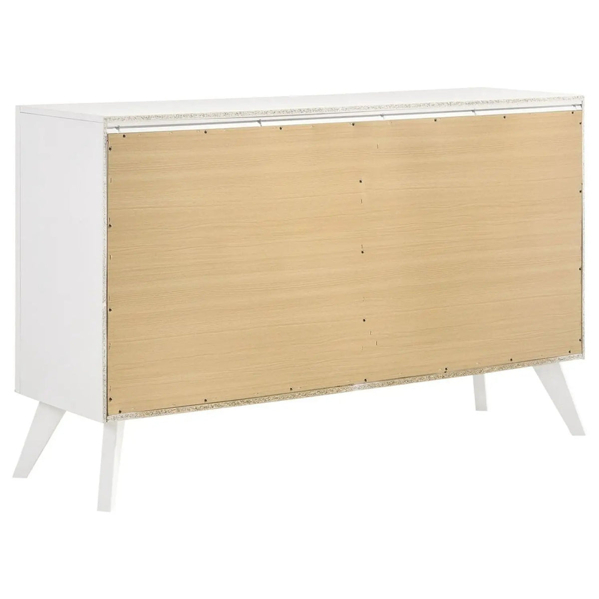 White Dresser With Mirror | Angled Legs | Round Knobs | 57.87 Inch Width