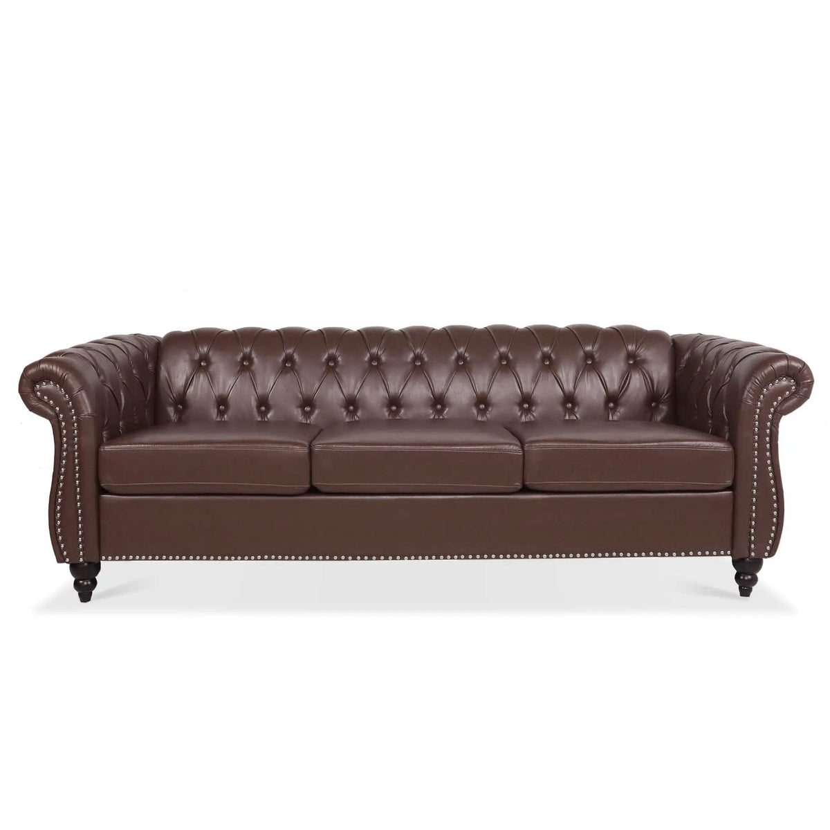 Rolled Arm Chesterfield Sofa | 3 Seater | Staggered Deep Pull Buckles | TB117 Compliant
