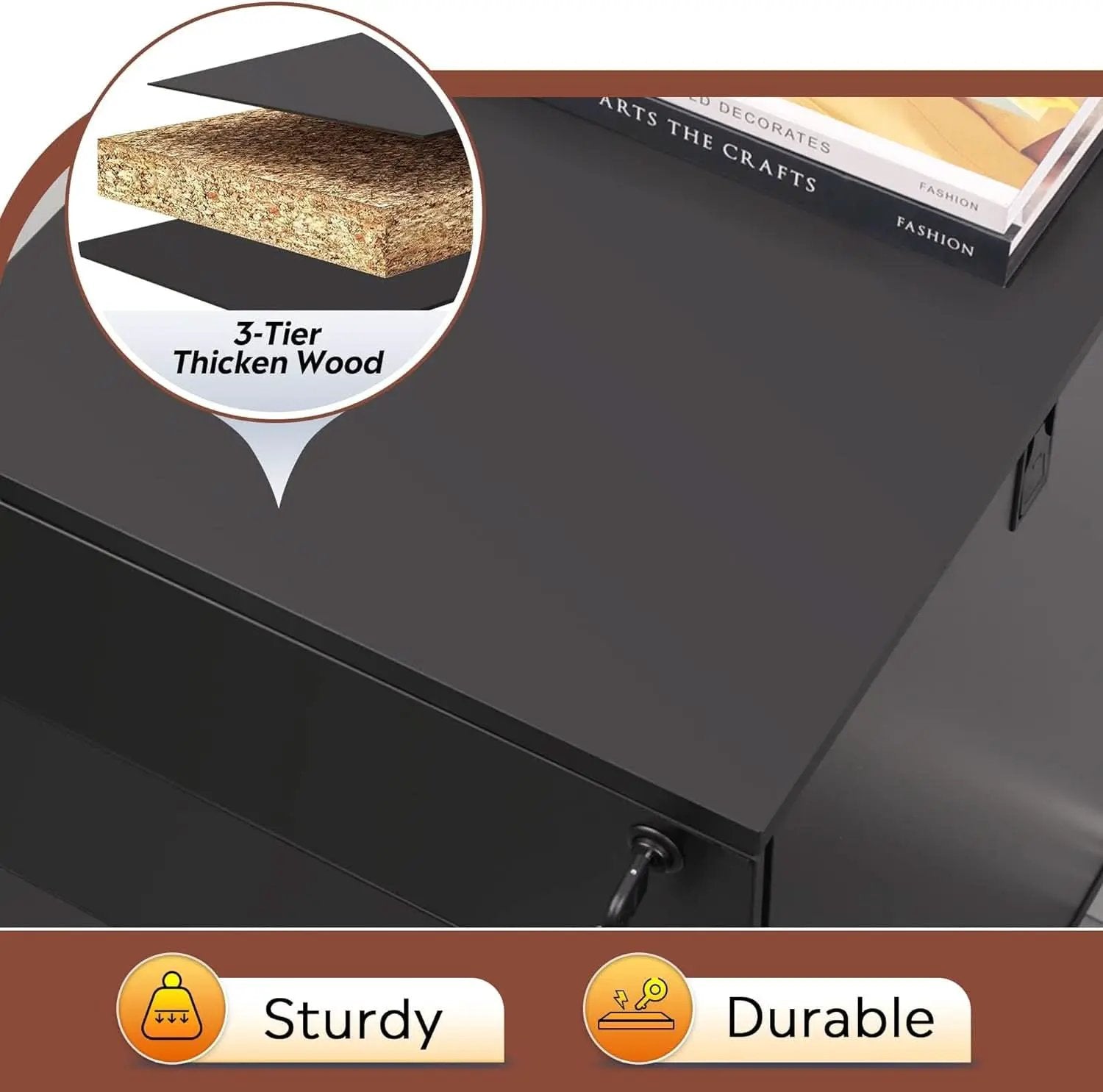 3 Drawer Lockable File Cabinet Under Desk Rolling Black Fits Letter Legal A4 Folders from PriceLows™