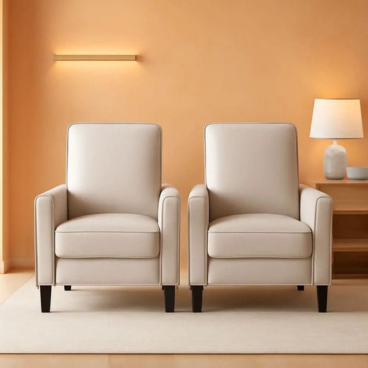 Light Gray Fabric Recliner Set 2 Low Profile Chairs from PriceLows™