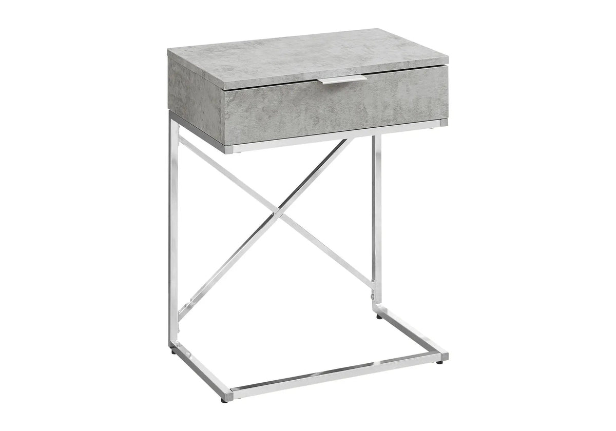 Accent Side Table | Spacious Tabletop | Storage Drawer | Metal Frame