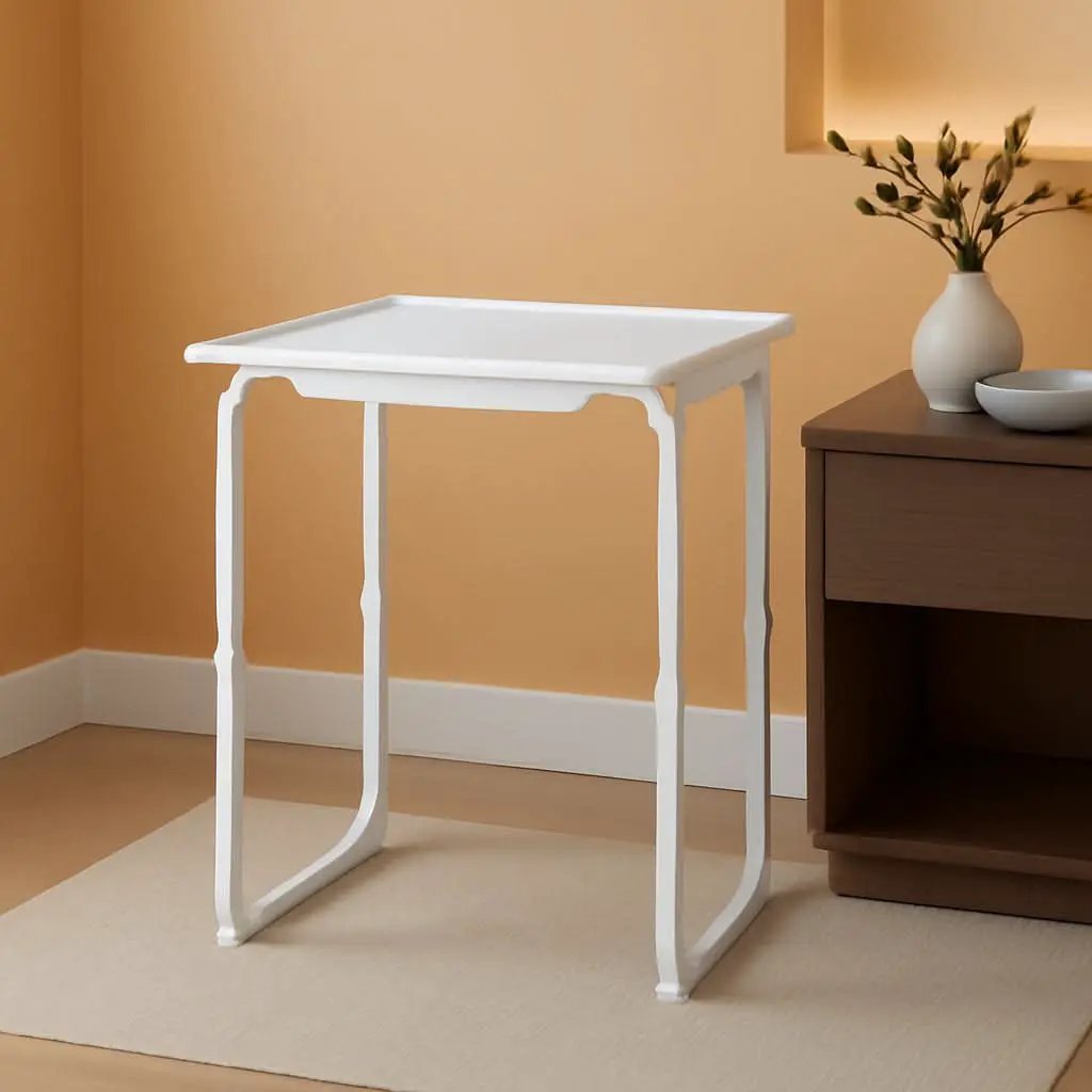White Adjustable TV Tray Table With Height And Tilt from PriceLows™