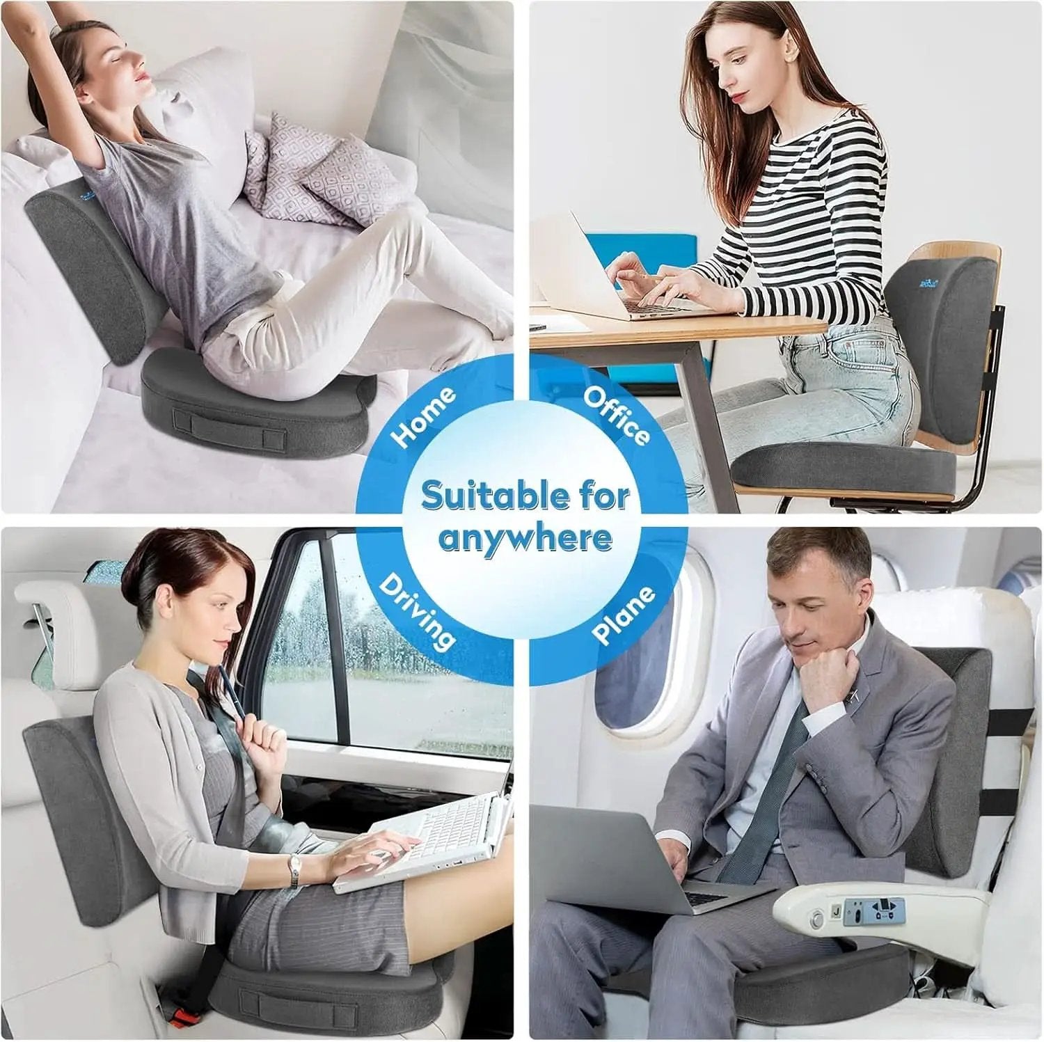 Ergonomic Memory Foam Seat Cushion Grey For Office Chair from PriceLows™