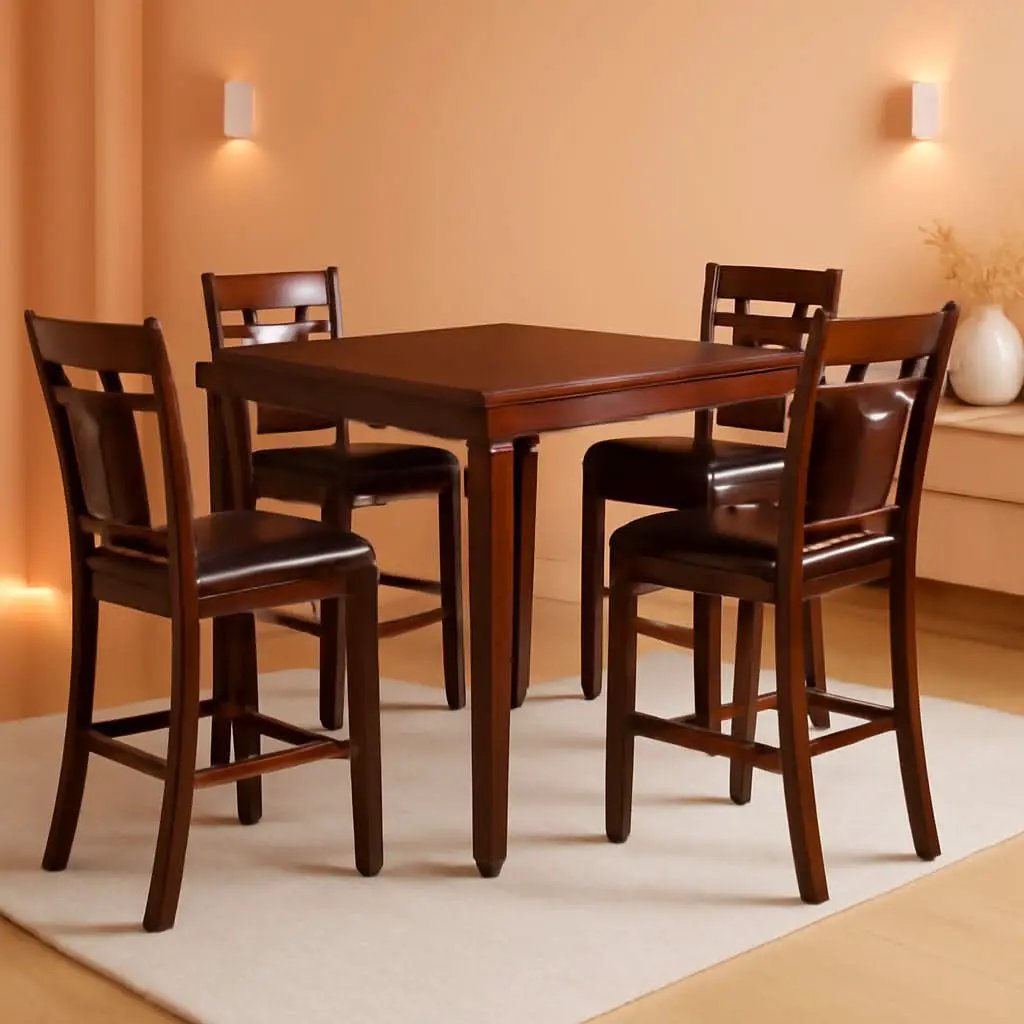 Counter Height Dining Set Brown With Table And 4 Barstools from PriceLows™