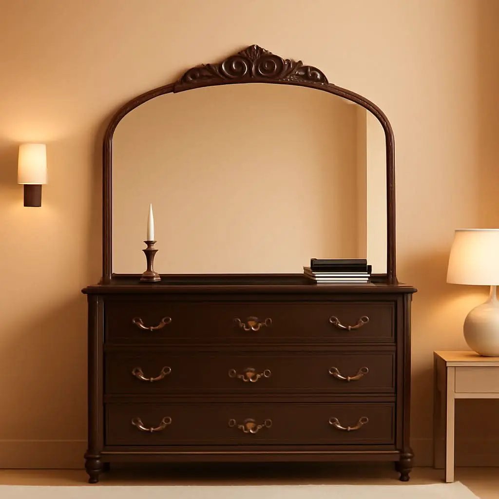 Bronze Vintage Baroque Mirror 40 By 30 Inch Arch Wall Mount from PriceLows™