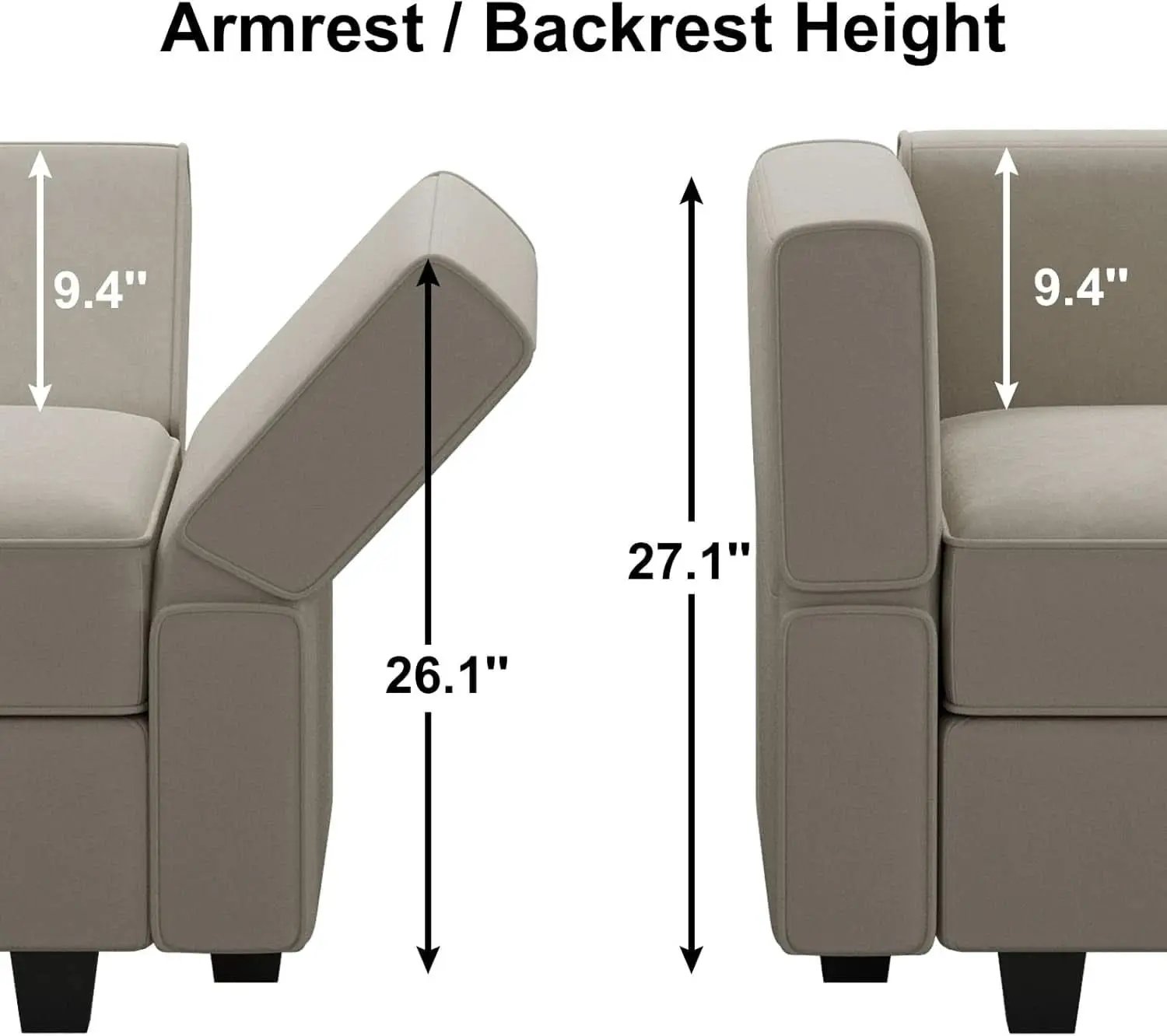 Modular U Shaped Sectional Sofa Grey Velvet With Storage from PriceLows™