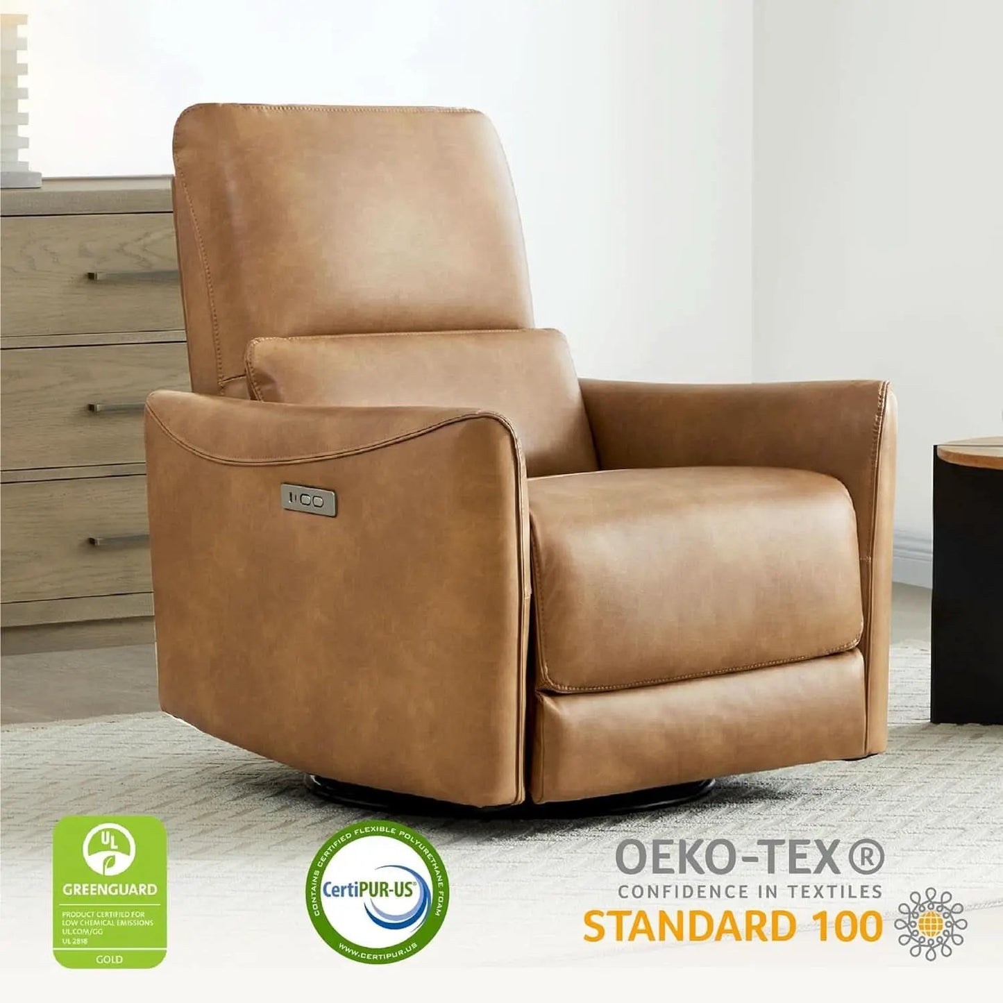Power Recline Swivel Recliner With Lumbar Support For Living Room from PriceLows™