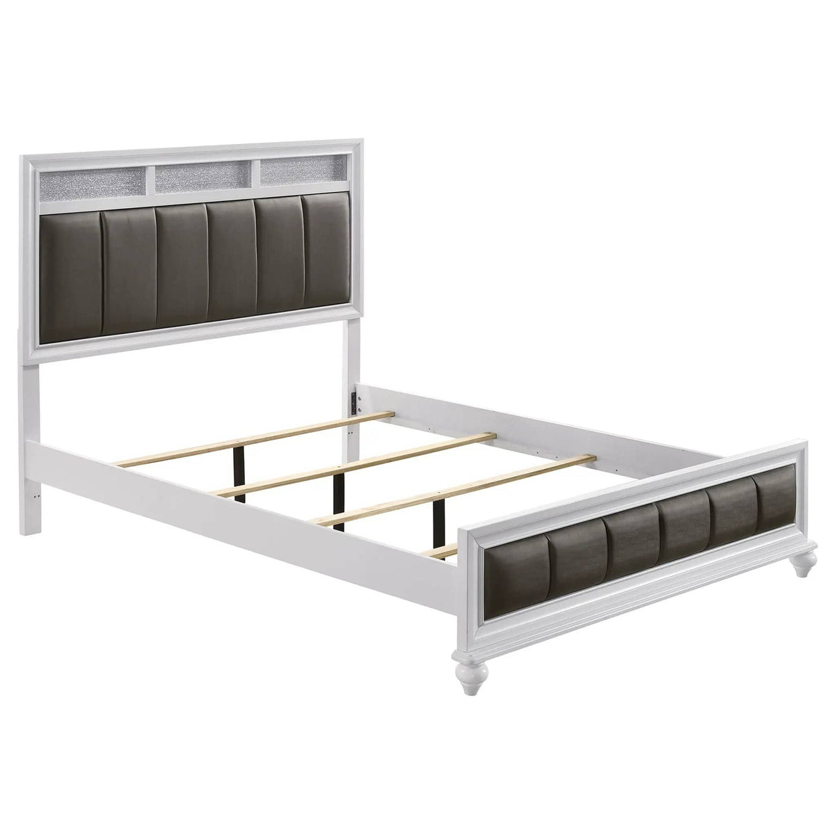 Barzini 5-piece Eastern King Bedroom Set | 5-Piece Set | Acrylic & Crystal | White