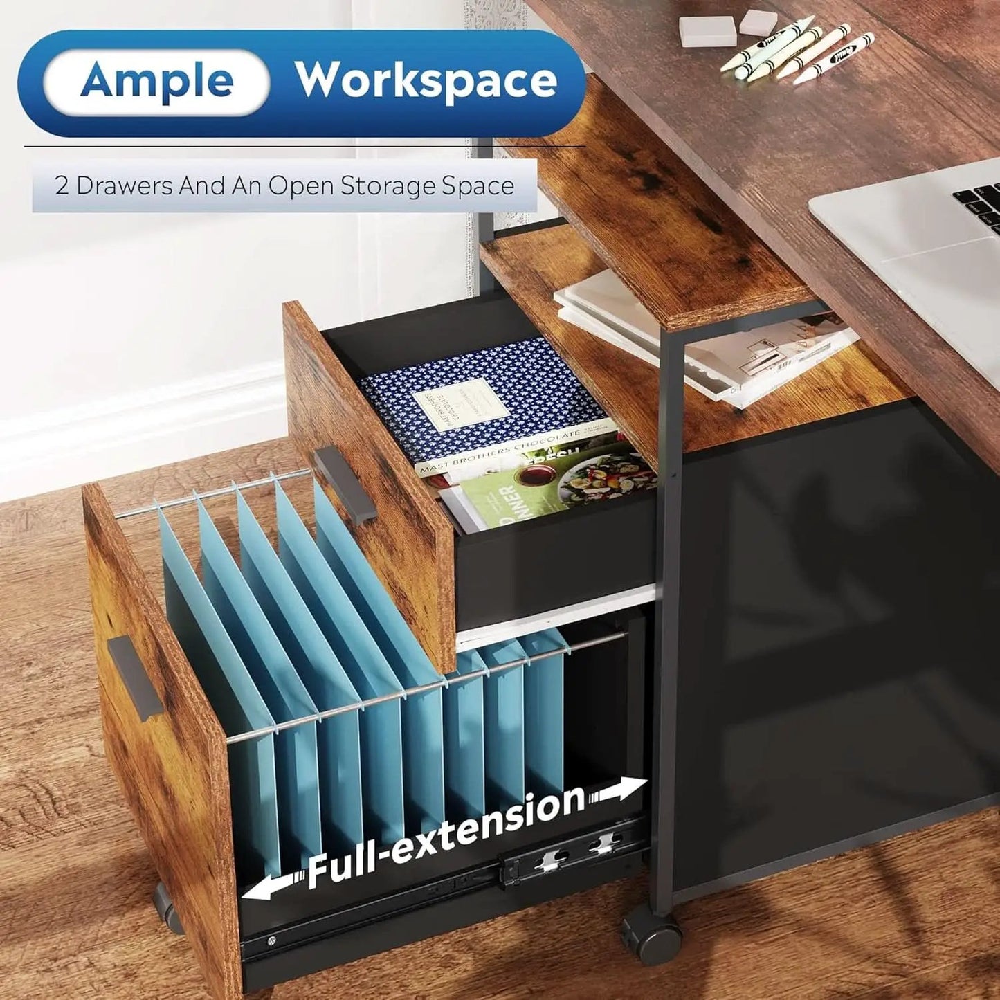 2 Drawer File Cabinet With Mobile Printer Stand Rustic Brown Wood Storage For A4 Or Letter Size Home Office from PriceLows™