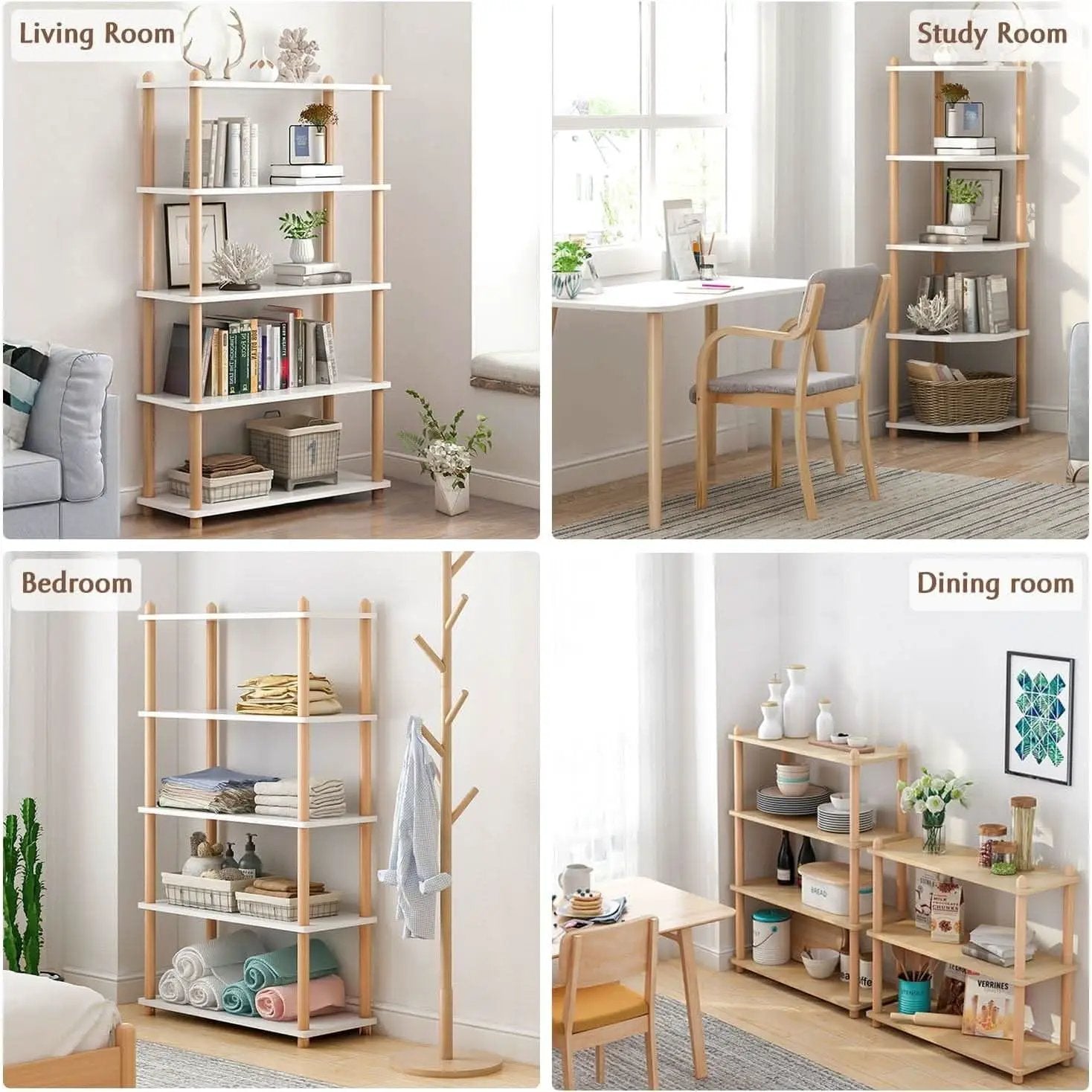 3 Tier Wooden Shelf Bookcase Oak Free Standing Unit from PriceLows™