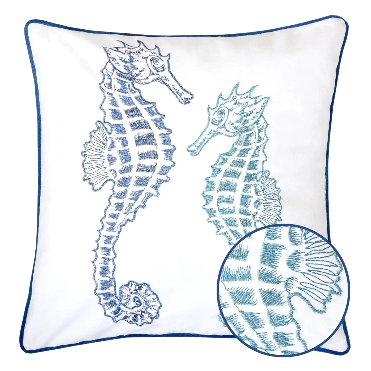 Seahorses Pillow Cover | 20x20 Inch | Matching Back | Hidden Zipper