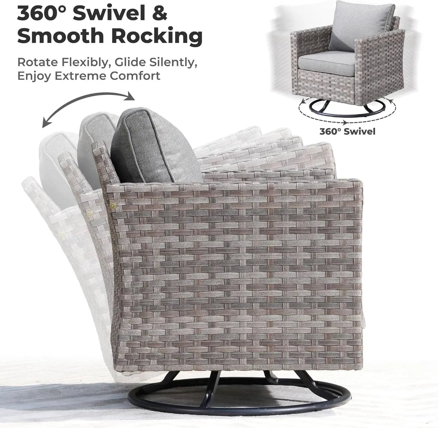 Modular Outdoor Wicker Sofa Set with Fire Pit from PriceLows™